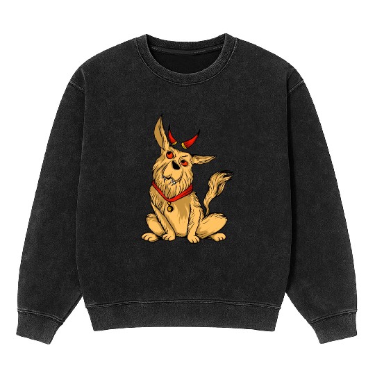 Scary Devil Dog Owners Pet Lover Gift Ideas Mineral Wash Sweatshirts