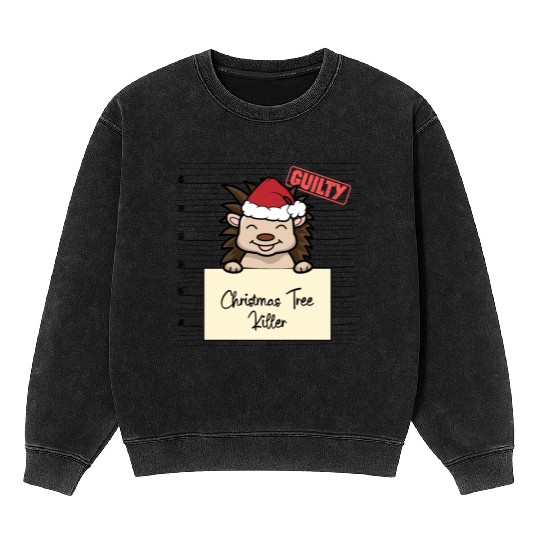Hedgehog christmas funny prison Mineral Wash Sweatshirts