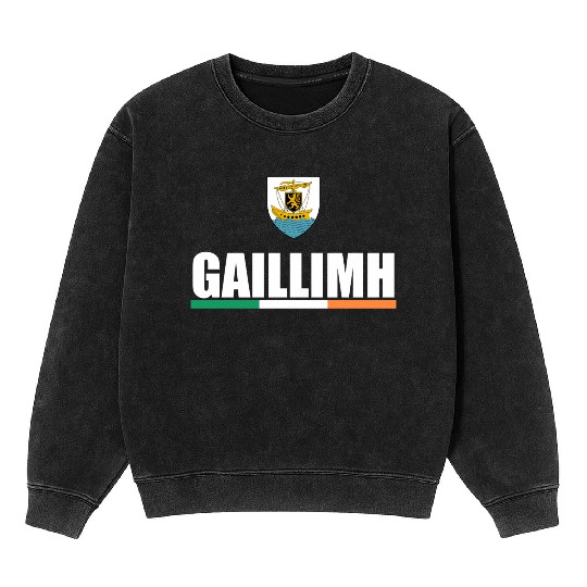 Galway Ireland Coat Of Arms Gaillimh Irish Tricolo Mineral Wash Sweatshirts