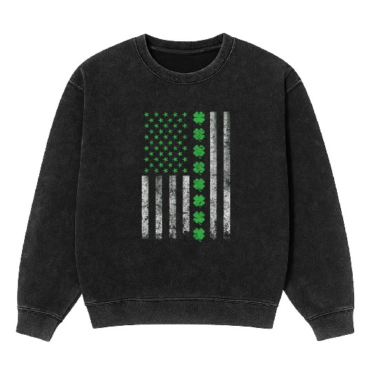 St Patricks Day United States Flag Irish Mineral Wash Sweatshirts