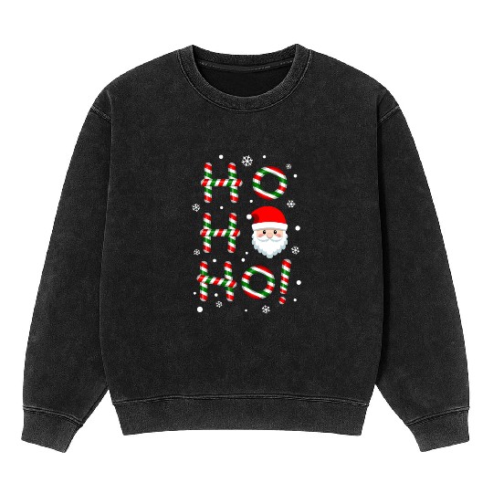 Ho Ho Ho Santa Claus Candy Cane Christmas, Xmas Mineral Wash Sweatshirts