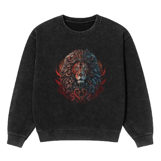 Floral Lion Mineral Wash Sweatshirts