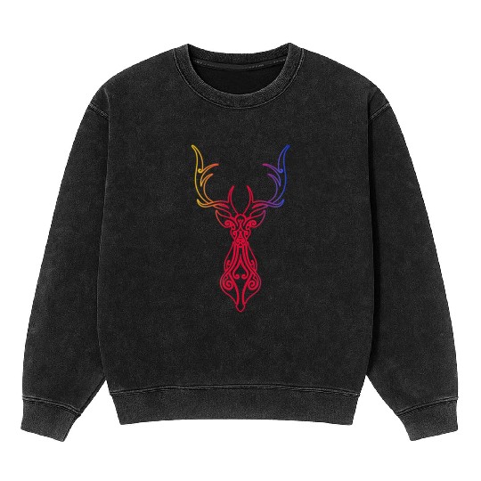 elk tribal Mineral Wash Sweatshirts