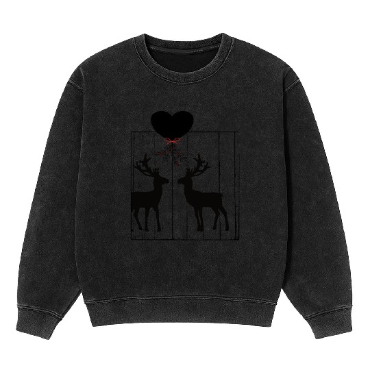 Reindeer love under a mistletoe Mineral Wash Sweatshirts