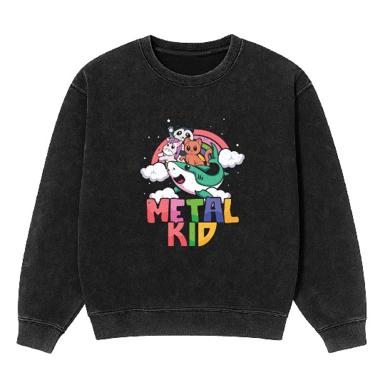 Shark Unicorn Panda Cat Love Music Rock Metal Kid Mineral Wash Sweatshirts