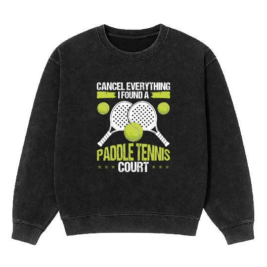 Paddle Tennis Player Match Paddle Court Balls Mineral Wash Sweatshirts