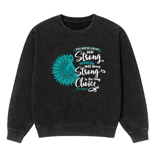 Cervical Cancer Awareness Month Teal Sunflower Mineral Wash Sweatshirts