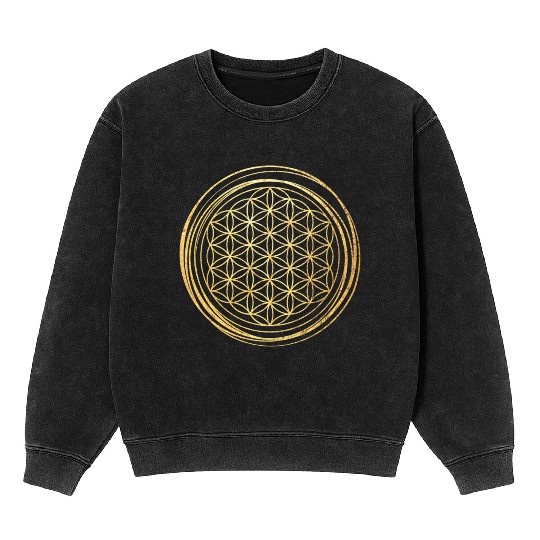 Flower of life Gold Mineral Wash Sweatshirts