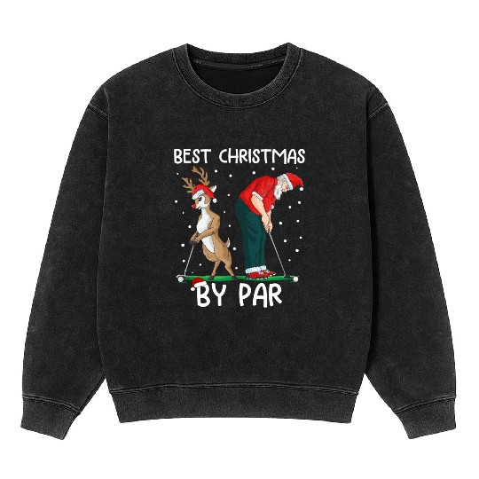 Golf Reindeer Golfer Christmas Santa Claus Golfing Mineral Wash Sweatshirts