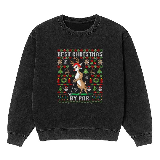 Golf Reindeer Pun Golfer Ugly Christmas Golfing Mineral Wash Sweatshirts