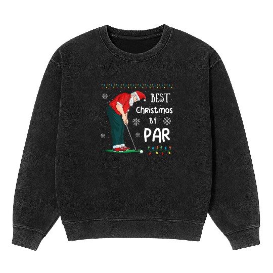 Golf Santa Claus Pun Golfer Gift Golfing Mineral Wash Sweatshirts