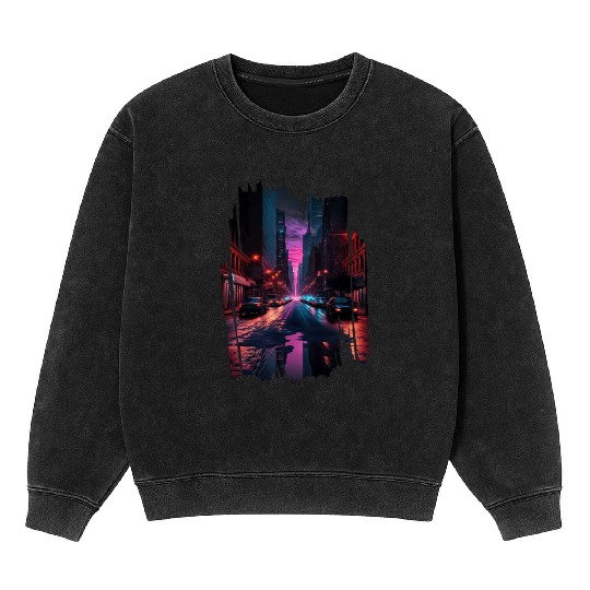 New York Vaporwave Aesthetic Retro Style Love NY Mineral Wash Sweatshirts