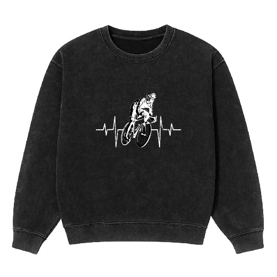 Cycling Heartbeat, Racing lover, Bicycle Line Bike Mineral Wash Sweatshirts