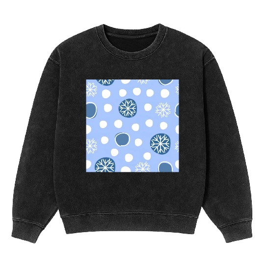 Winter Snowflakes Pattern Mineral Wash Sweatshirts