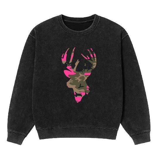 Deer Womens Camo Outfitter Black Mineral Wash Sweatshirts