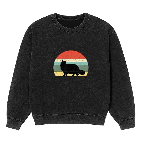 Cat Lover Gift Mineral Wash Sweatshirts Retro Maine Cat