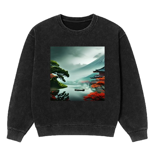 Aesthetic japan nature Mineral Wash Sweatshirts