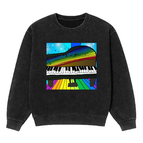 piano in front of a colorful rainbow Mineral Wash Sweatshirts