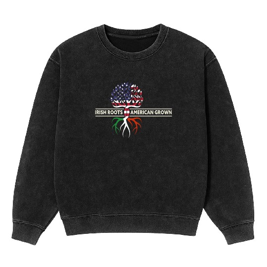 American Grown Irish Roots Design Ireland Patricks Mineral Wash Sweatshirts