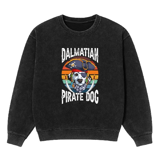 Dalmatian Pirate Dog Mineral Wash Sweatshirts