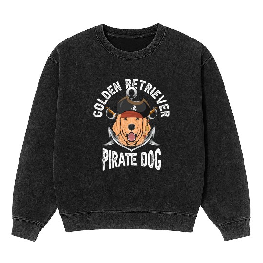 Golden Retriever Pirate Dog Mineral Wash Sweatshirts