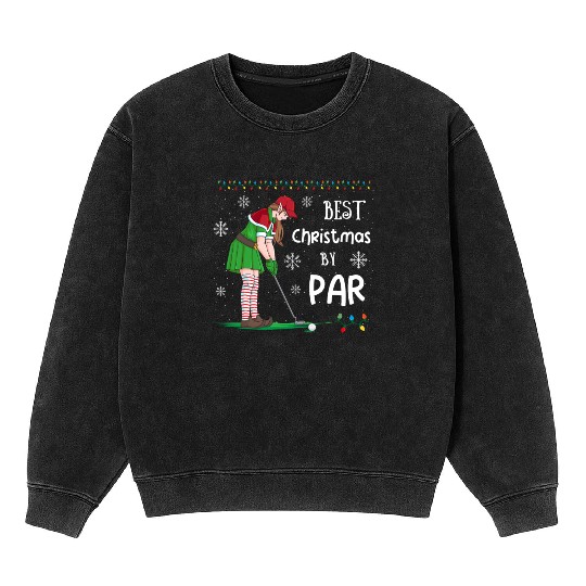 Golf Elf Pun Golfer Christmas Golfing Mineral Wash Sweatshirts