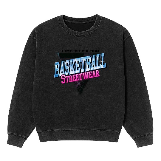 Basketball Sports Font Vintage Retro Streetwear Mineral Wash Sweatshirts
