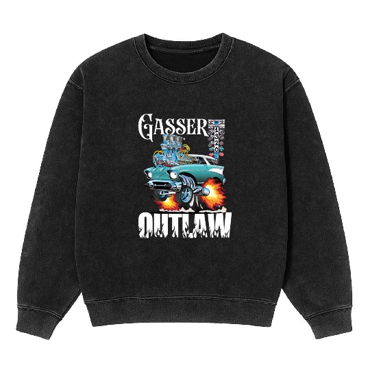 Gasser Outlaw Class Vintage Drag Racing Race Car Mineral Wash Sweatshirts