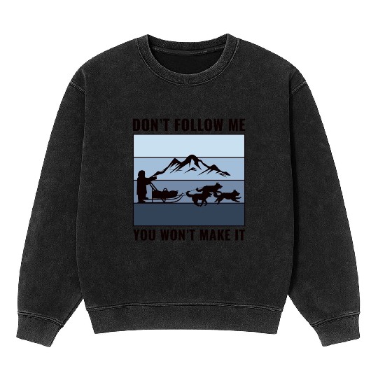 Husky Sledding Sled Dog Racing Alaskan Racers Mineral Wash Sweatshirts