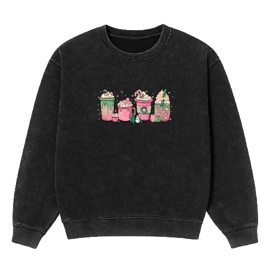 Hot Chocolate Cup Peppermint Mocha Mineral Wash Sweatshirts