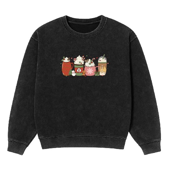 Hot Chocolate Cup Peppermint Mocha Mineral Wash Sweatshirts