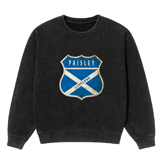 Paisley Scotland coat of arms flag design Mineral Wash Sweatshirts