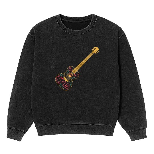 Guitar With Cats Guitar Guitarist Guitar Player Ca Mineral Wash Sweatshirts