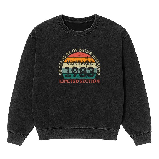 40 Years Vintage 1983 Retro 40th Birthday Mineral Wash Sweatshirts