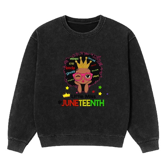 Afro Lady Woman, Juneteenth Day Mineral Wash Sweatshirts