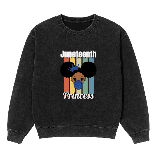 Afro Lady Woman, Juneteenth Day Mineral Wash Sweatshirts