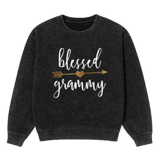 Cute Gold Arrow Blessed Grammy Grandma Mineral Wash Sweatshirts