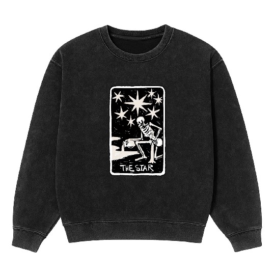 The Star Skeleton Skull Tarot Card Mineral Wash Sweatshirts