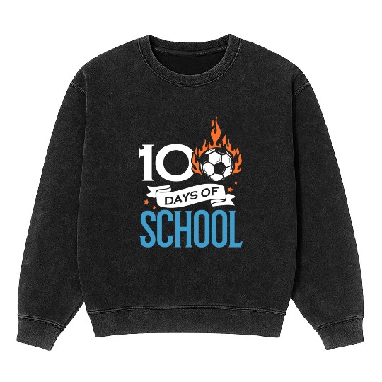 100 Days Of School Soccer Football Athletic Mineral Wash Sweatshirts