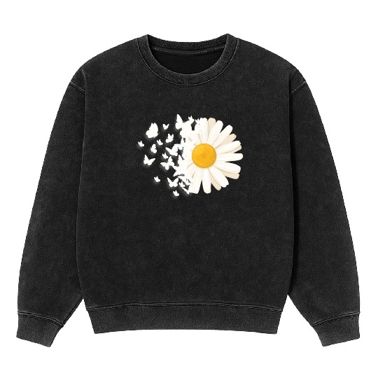 Marguerites Daisy Summer Daisies Flower Garden Mineral Wash Sweatshirts