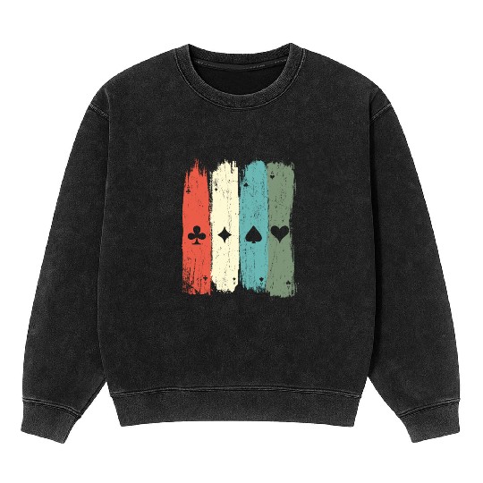 Vintage Ace Pips Casino Blackjack Gambling Poker C Mineral Wash Sweatshirts
