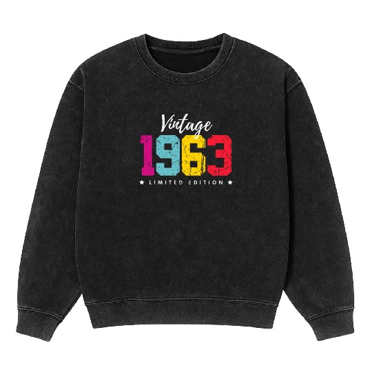 60 Years Vintage 1963 Retro 60th Birthday Mineral Wash Sweatshirts