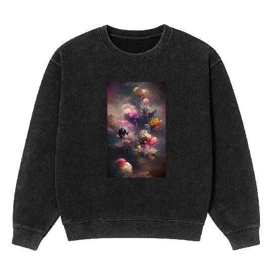 Fantasy Flowers Escaping the Dark Mineral Wash Sweatshirts