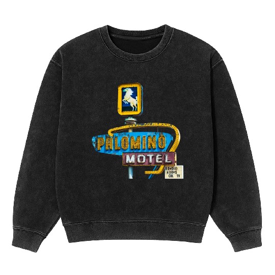 Route 66 Neon Palomino Motel Tucumcari, New Mexico Mineral Wash Sweatshirts