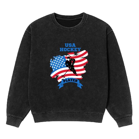 USA hockey player Mineral Wash Sweatshirts