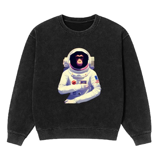 Astronaut Ape Space Mineral Wash Sweatshirts