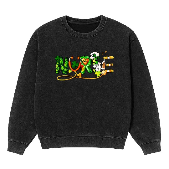 St Patricks Day, Nurse Mineral Wash Sweatshirts