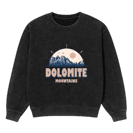 Dolomite Mountains Italy Vintage Mountain Hiking Mineral Wash Sweatshirts
