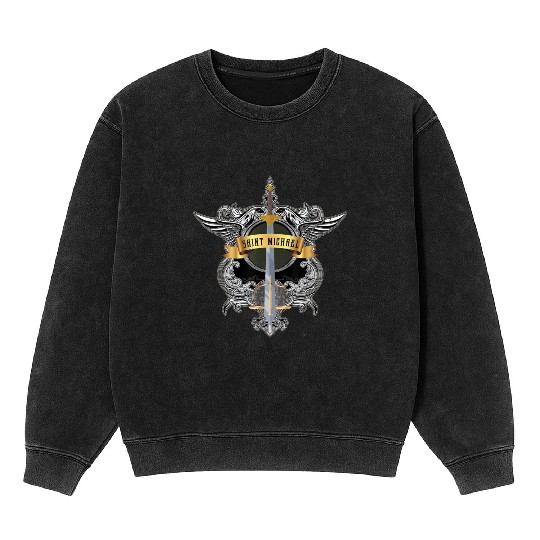 Sword of Saint Michael the Archangel Catholic Men Mineral Wash Sweatshirts