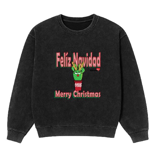 Felíz Navidad Cactus Lady Mineral Wash Sweatshirts